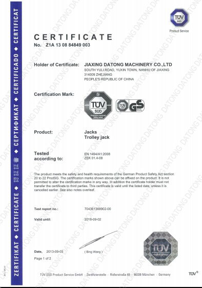 Trolley Jack Tuv & CE Certification